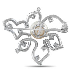 18K Weißgold 5.0 ct Diamant und Perlen Brosche MF38-012926