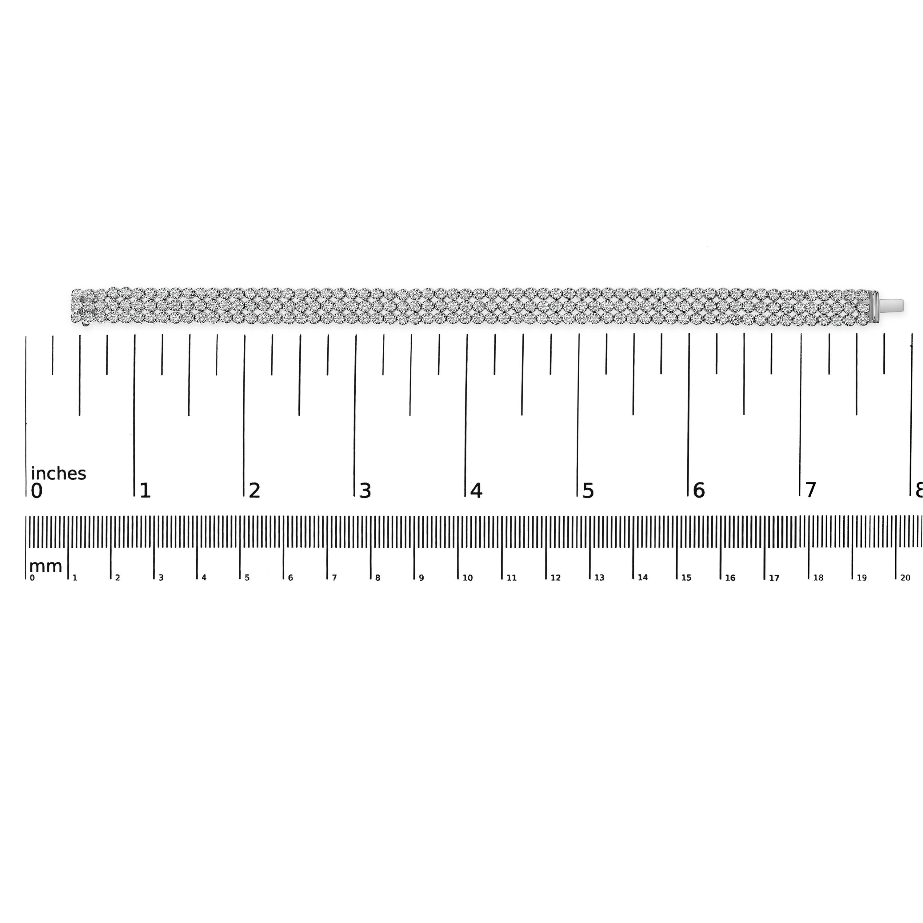 Round Cut 18K White Gold 5.00 Cttw Natural Diamond 3 Row Link Tennis Bracelet For Sale