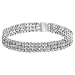18 Karat Weißgold 5,00 Karat Gesamtkaratgewicht natürlicher Diamant 3 Reihen Glieder-Tennisarmband