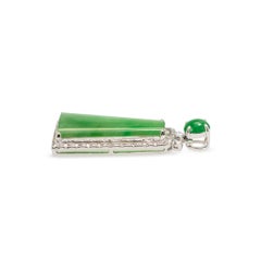 18K White Gold 5.00ct Green Jadeite Jade Diamond Charm Pendant
