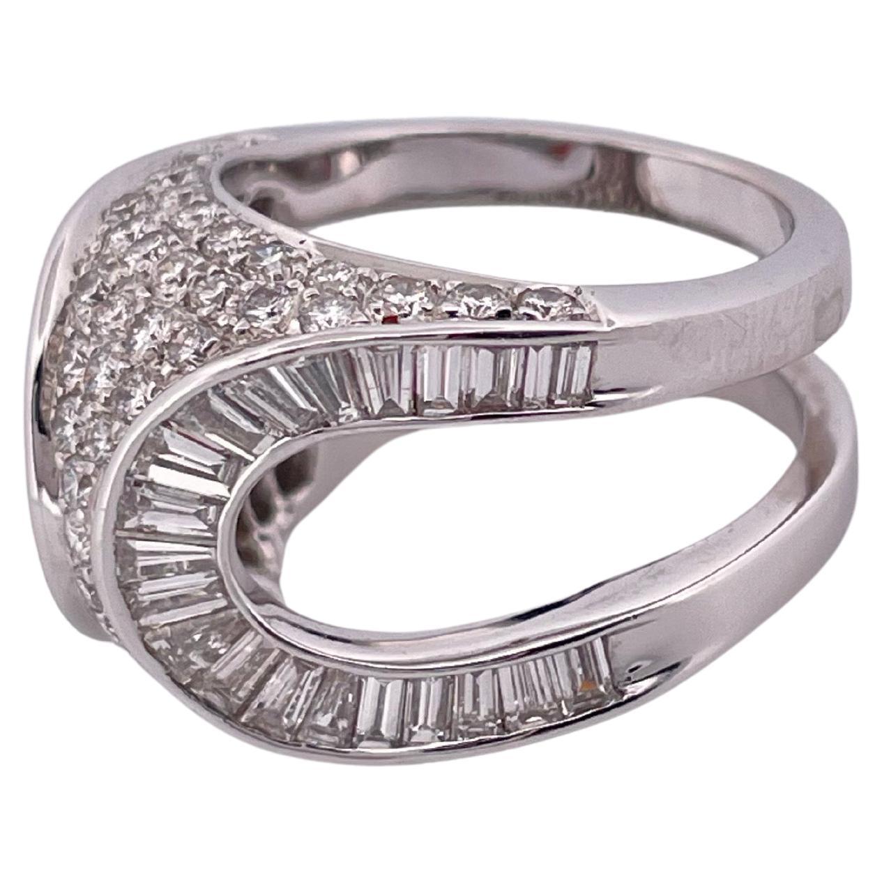 Anillo de Diamantes de Oro Blanco de 18k de 5.00ctw Corte baguette en venta