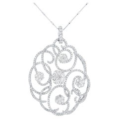 18K White Gold 5.02 Carat Floral Diamond Pendant