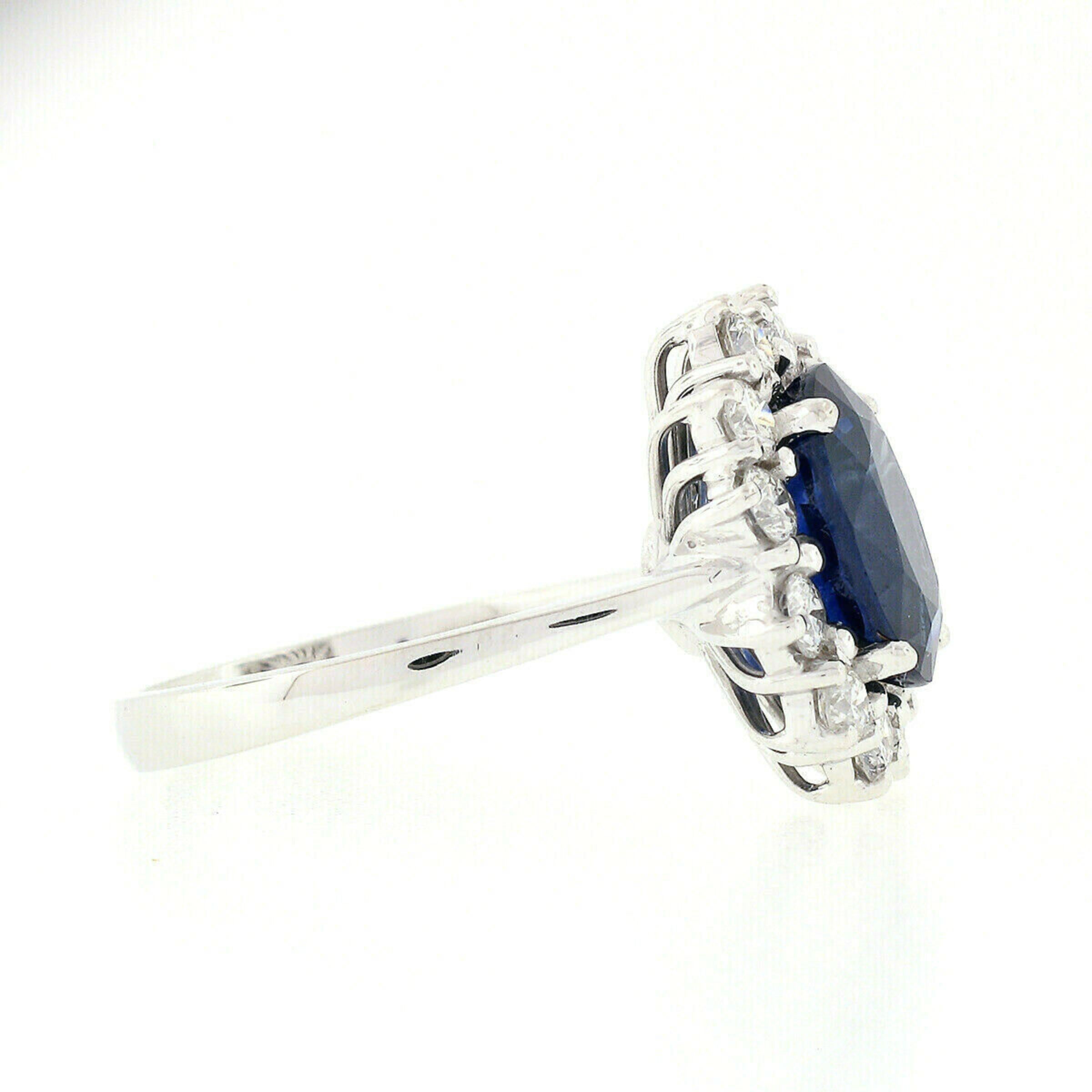 18k White Gold 5.07ctw AGL Sapphire Solitaire & Diamond Halo Princess Diana Ring 3