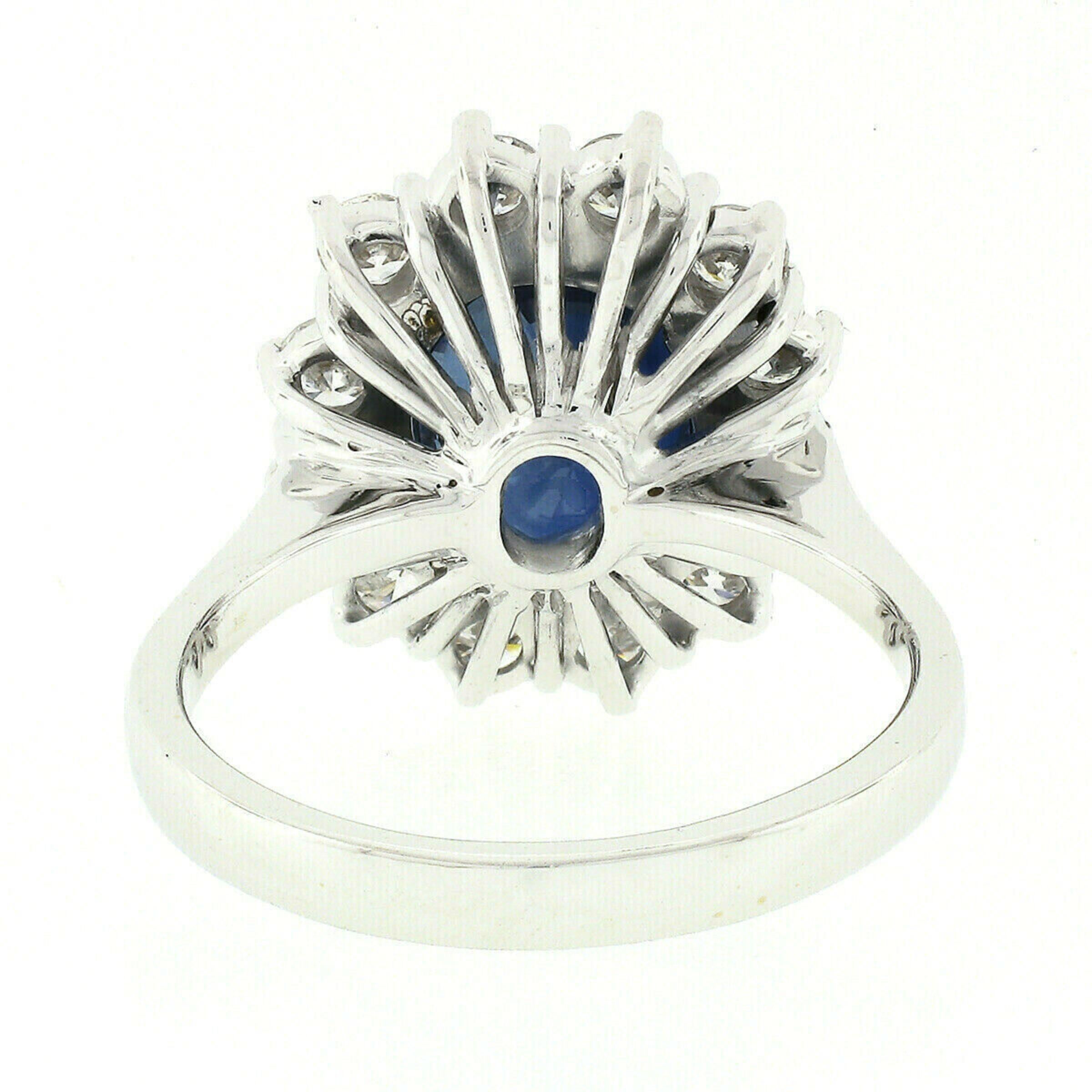 18k White Gold 5.07ctw AGL Sapphire Solitaire & Diamond Halo Princess Diana Ring 4