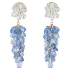 18K White Gold 5.0ct Diamond and Sapphire Dangle Earrings MF30-021026