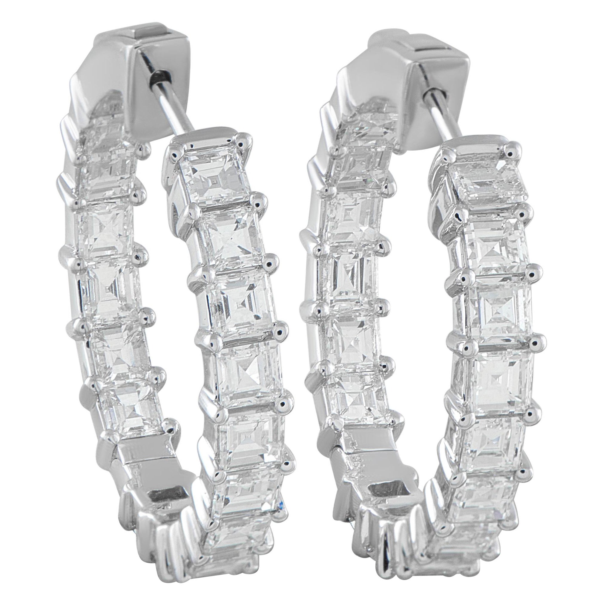 Pendientes de aro de oro blanco de 18 quilates con diamantes de 5,0 ct AER-16447