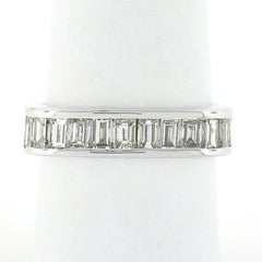 18k White Gold 5.0ctw Channel Baguette Cut Diamond Squared Eternity Band Ring