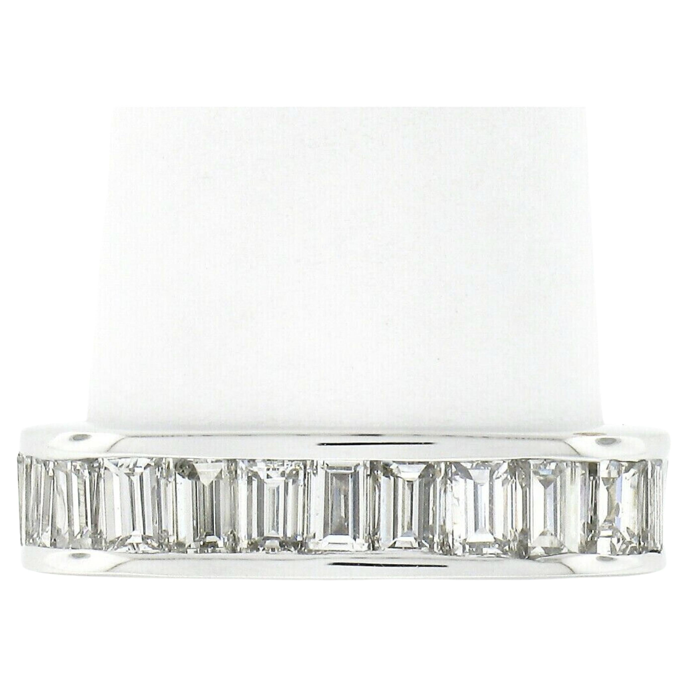 18k White Gold 5.0ctw Channel Baguette Cut Diamond Squared Eternity Band Ring