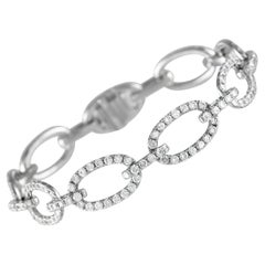 Bracelet à maillons ovales 5,10 carats en or blanc 18 carats
