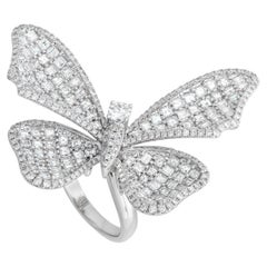 Anello con farfalla in oro bianco 18 carati da 5,19 carati MF25-021424
