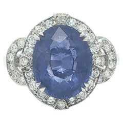 18k White Gold 5.28ctw GIA Color Change Ceylon Sapphire & Diamond Ring