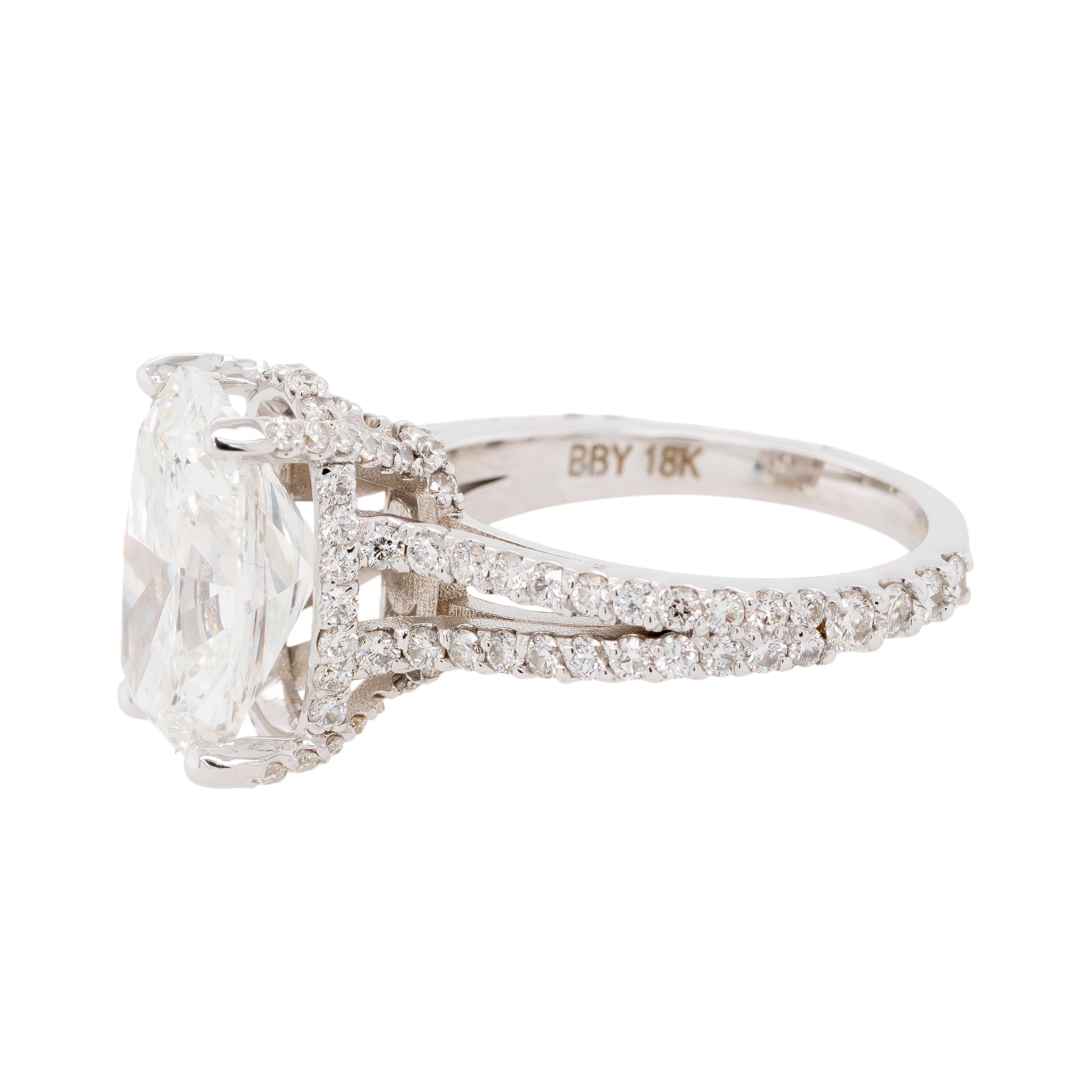 18k White Gold 5.29ctw GIA Certified Cushion Cut Diamond Ring In New Condition In Boca Raton, FL