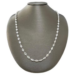18k White Gold 55 Briolette Diamonds Link Necklace