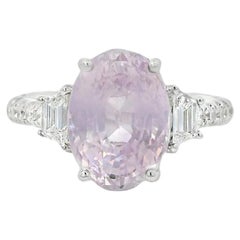 18k White Gold 5.50ct Natural Pink Sapphire Cadillac Ring