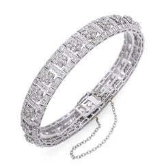 18k White Gold 5.57tcw Diamond Floral Panel Bracelet