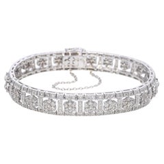 18k White Gold 5.57tcw Diamond Floral Panel Bracelet