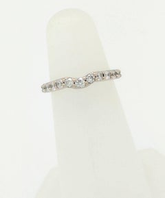 18 Karat White Gold .55 Carat Pave Diamond Curved Wedding Band Ring