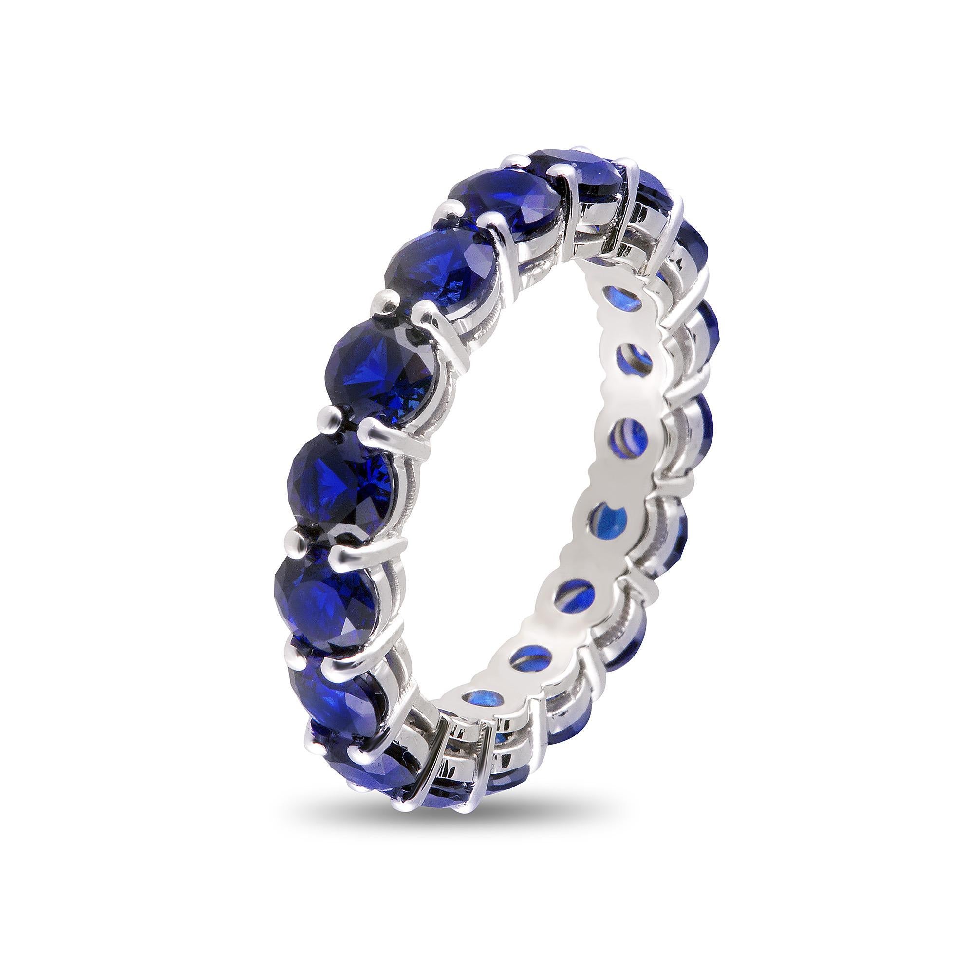 Modern 18k White Gold Sapphire Eternity Band For Sale