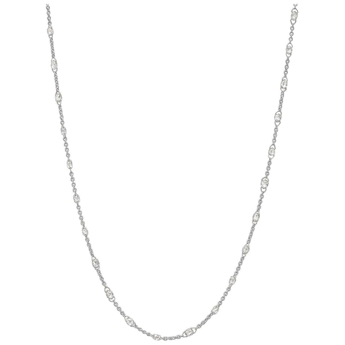Diamond Briolette and Gold Link Necklace at 1stDibs