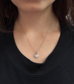 18K White Gold .58 Carat Diamond Heart Pendant Necklace