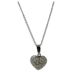 18K White Gold .58 Carat Diamond Heart Pendant Necklace