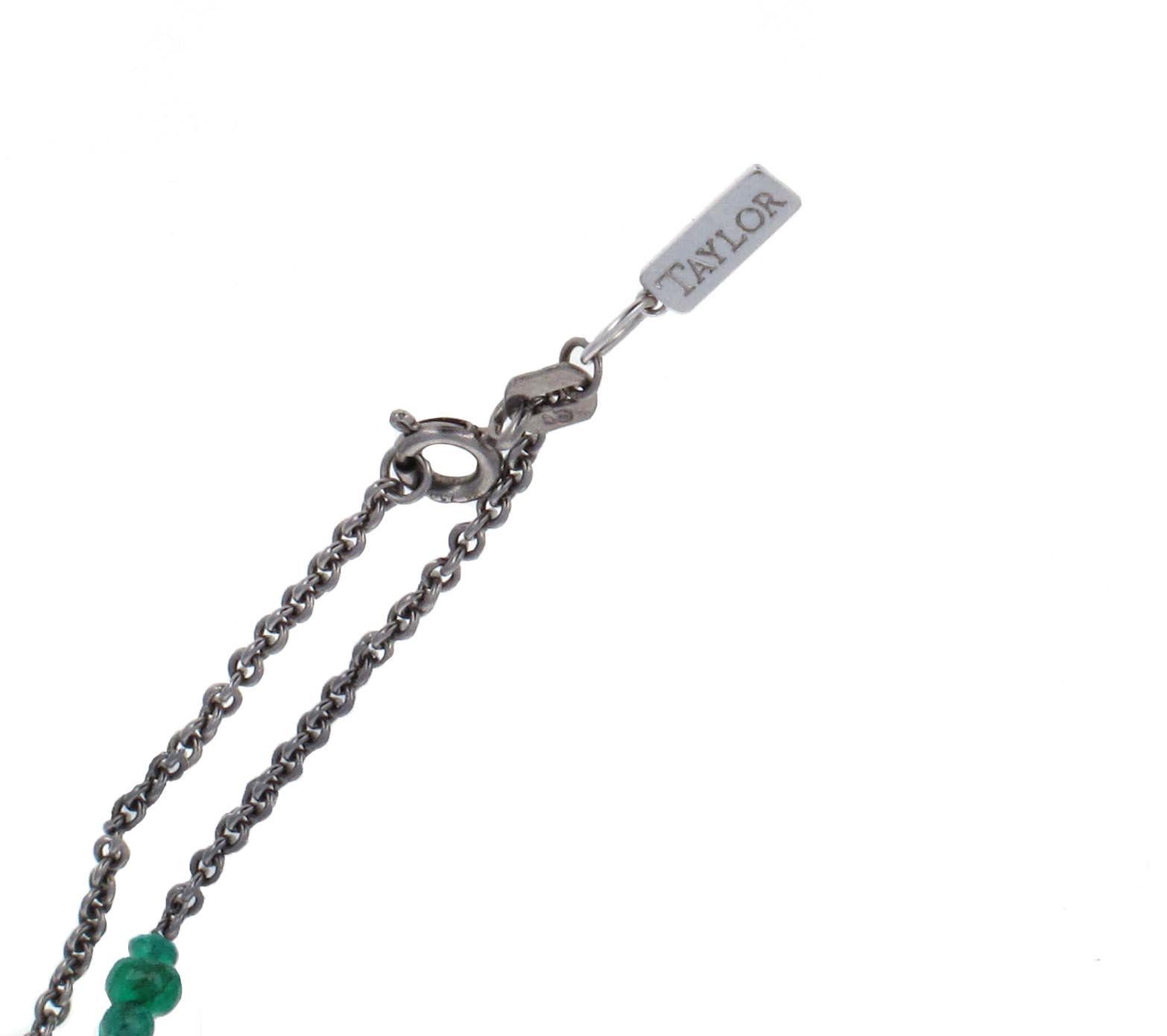 Women's  Elizabeth Taylor 18K White Gold 58.43 Ct Emerald and Diamond Pendant Necklace