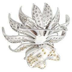 18K White Gold 5.84ct Diamond and Conch Pearl Flower Brooch MF25-052126