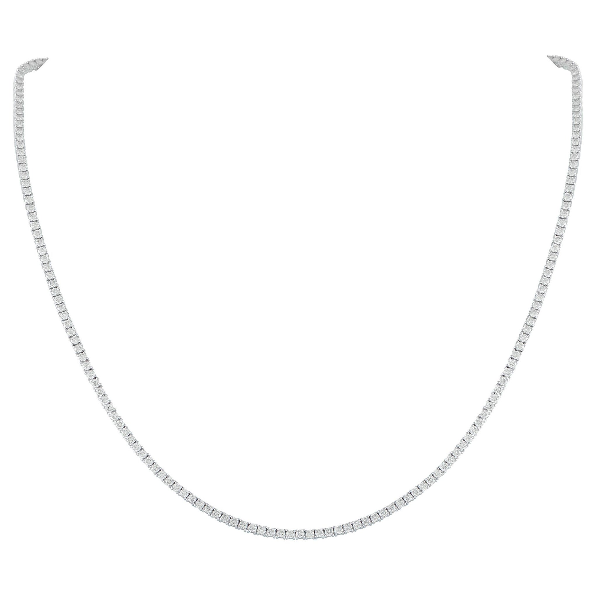 Collar de tenis con diamantes de 5,92 ct en oro blanco de 18 quilates MF07-11825
