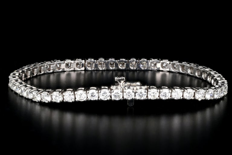 18K White Gold 6 Carat Diamond Tennis Bracelet at 1stDibs