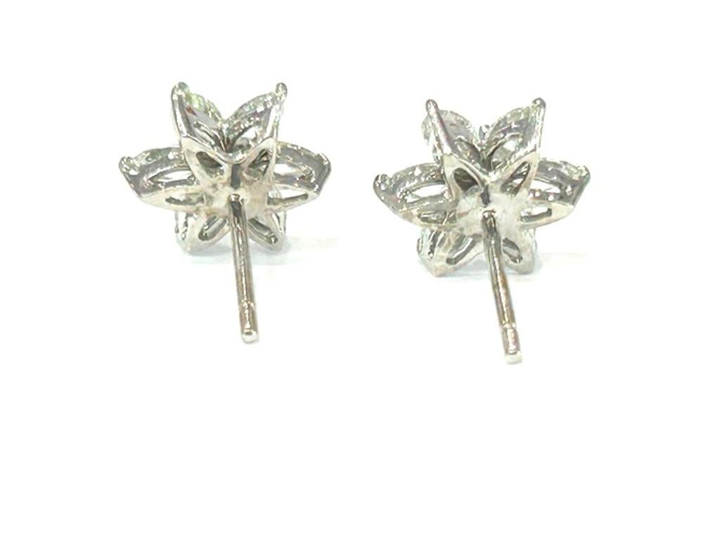 Taglio marquise Orecchini con diamante a 6 petali in oro bianco 18K 1,44 carati in vendita