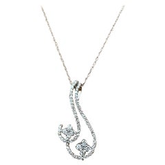 18k White Gold .60 Carat Diamond Swirled Pendant Necklace 18 Inches 18k White Gold .60 Carat Diamond Swirled Pendant Necklace 18 Inches