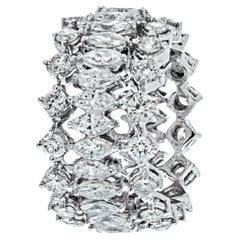 18K White Gold 6.00cts Round And Marquise Cut Diamond Eternity Band