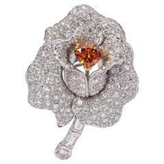 18k White Gold 6.04tcw Fancy Diamond Tulip Flower Brooch