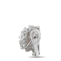 Boucles d'oreilles à clip en or blanc 18 carats, ornées d'un diamant de 6,0 carats et d'une perle de conque