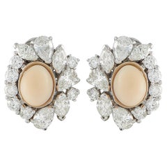 18K White Gold 6.0ct Diamond and Conch Pearl Clip-On Earrings MF18-062526