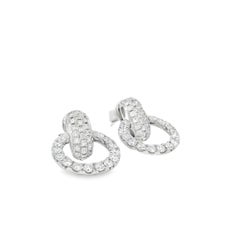 18k White Gold 6.10ct Round Diamond Interlocking Circle Dangle Earrings