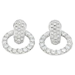 18k White Gold 6.10ct Round Diamond Interlocking Circle Dangle Earrings