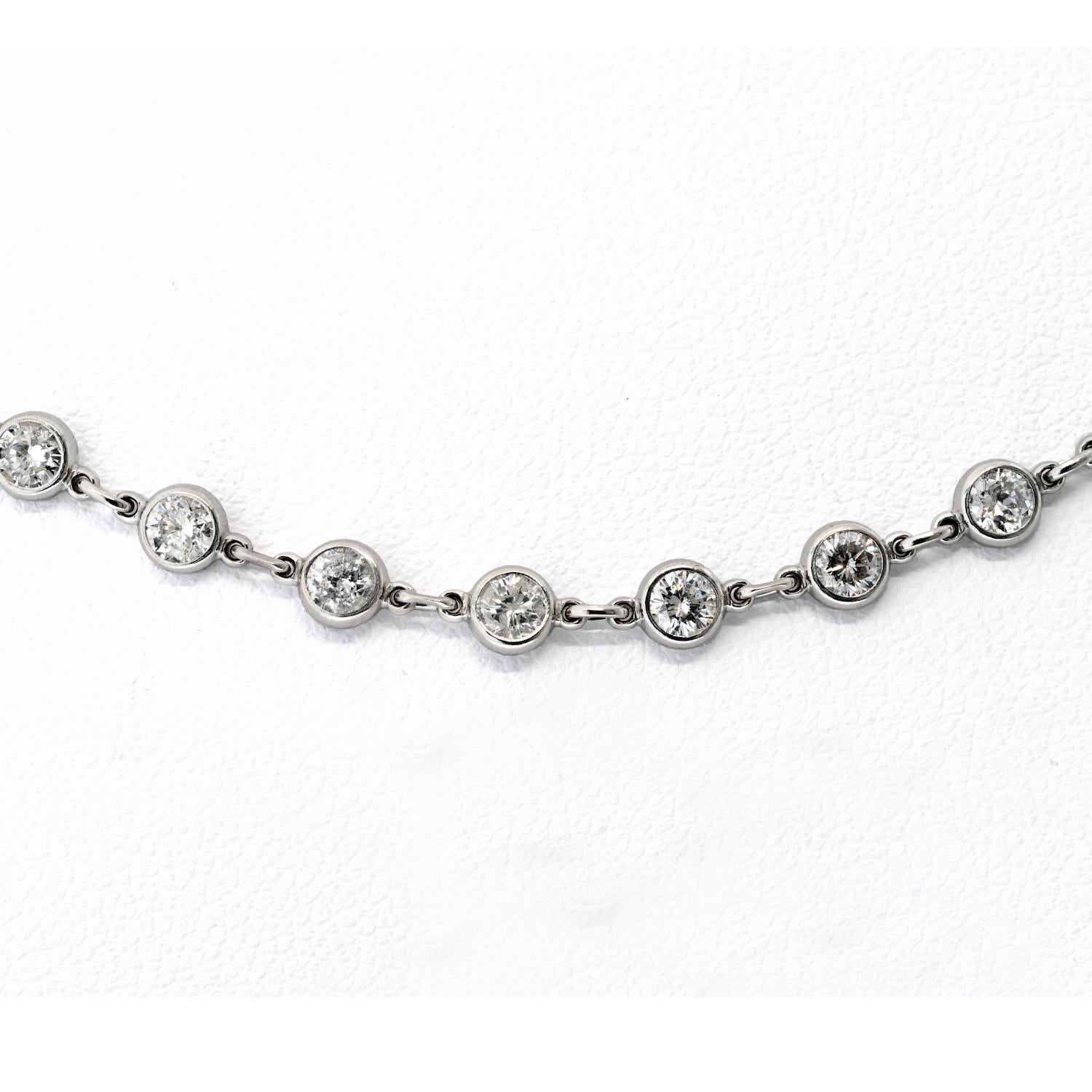 Round Cut 18K White Gold 6.17cttw Diamond By The Yard 16 Inch Chain Necklace