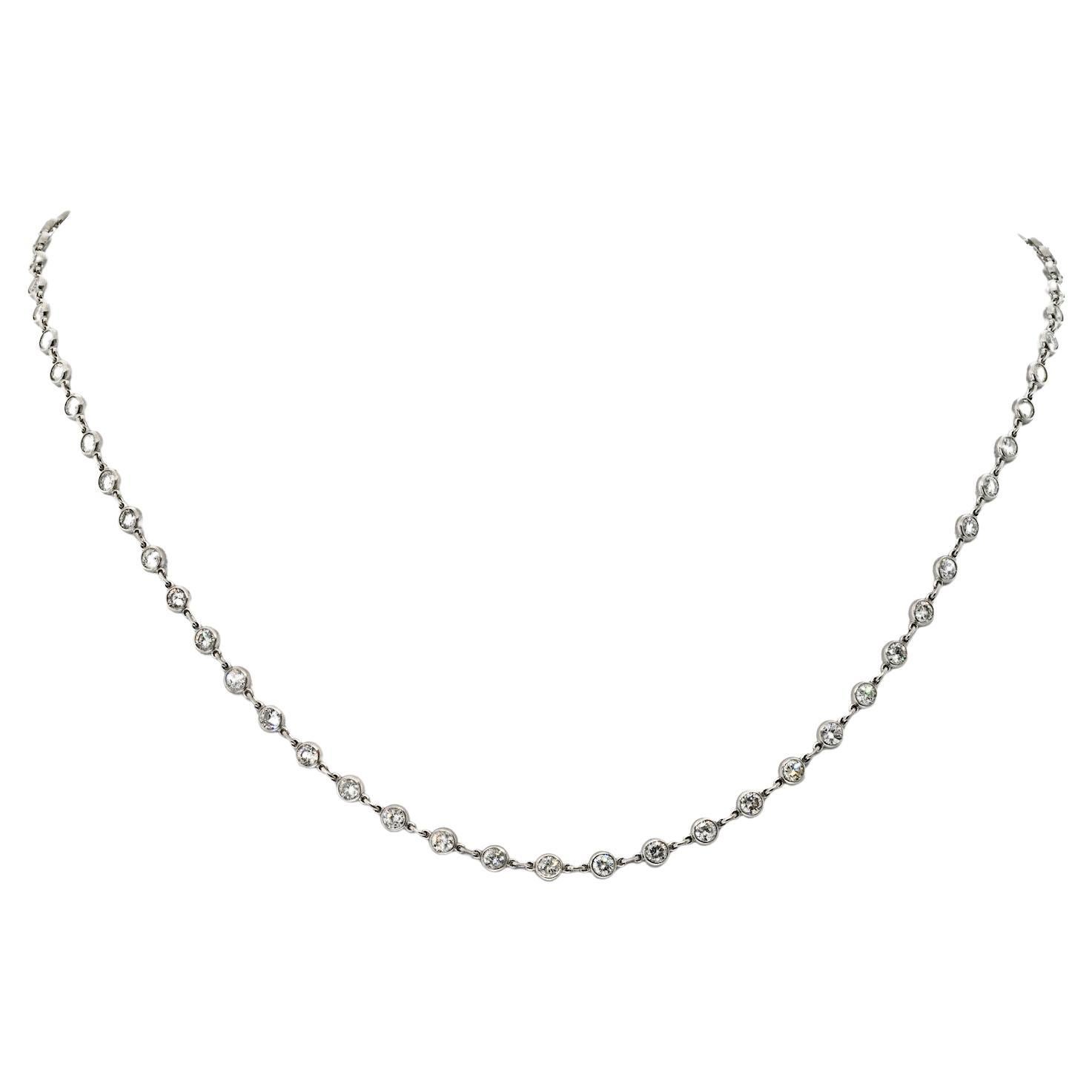 18K White Gold 6.17cttw Diamond By The Yard 16 Inch Chain Necklace