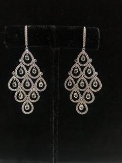 PANIM Cocktail Diamond Dangling Earrings 18 Karat White Gold, 6.23cts