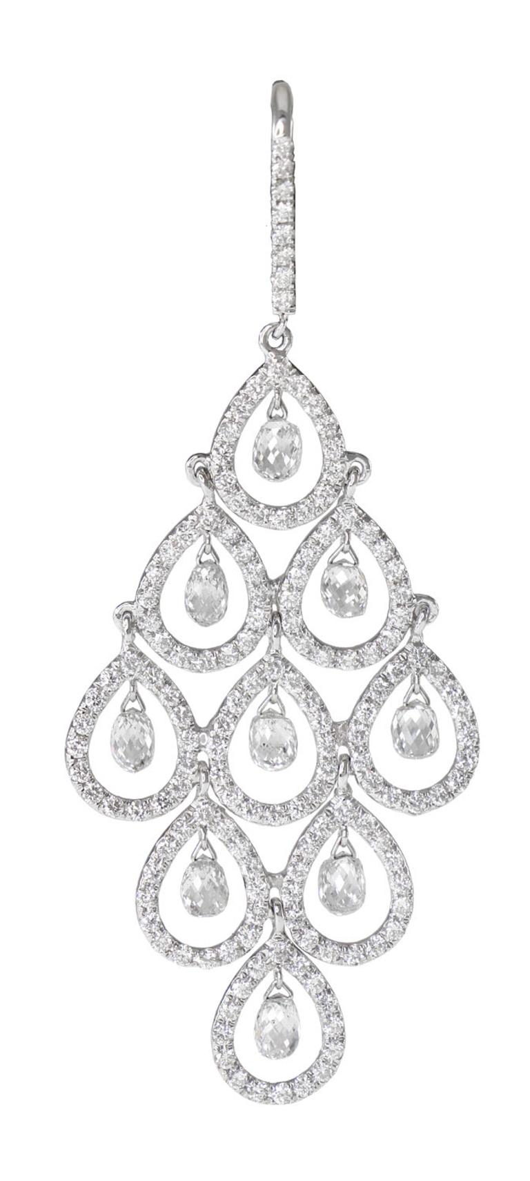 PANIM Cocktail-Diamant-Ohrringe aus 18 Karat Weißgold, 6,23 Karat (Briolette) im Angebot