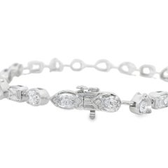 18k White Gold 6.39ctw Natural Mixed Cut Diamond Tennis Bracelet