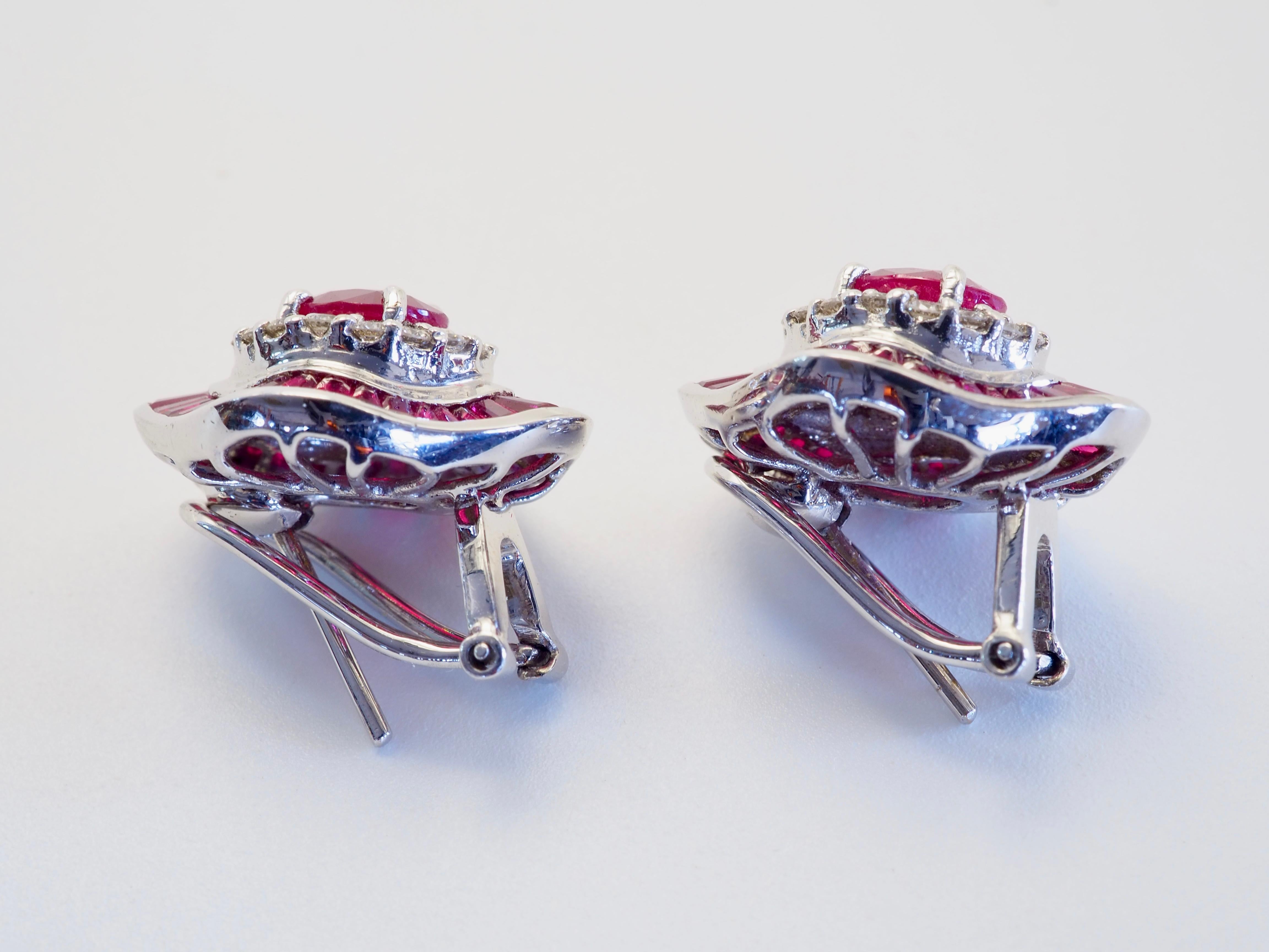 De las mujeres Pendientes de oro blanco de 18 quilates con rubí de 6,59 ct y diamantes de 0,60 ct en venta