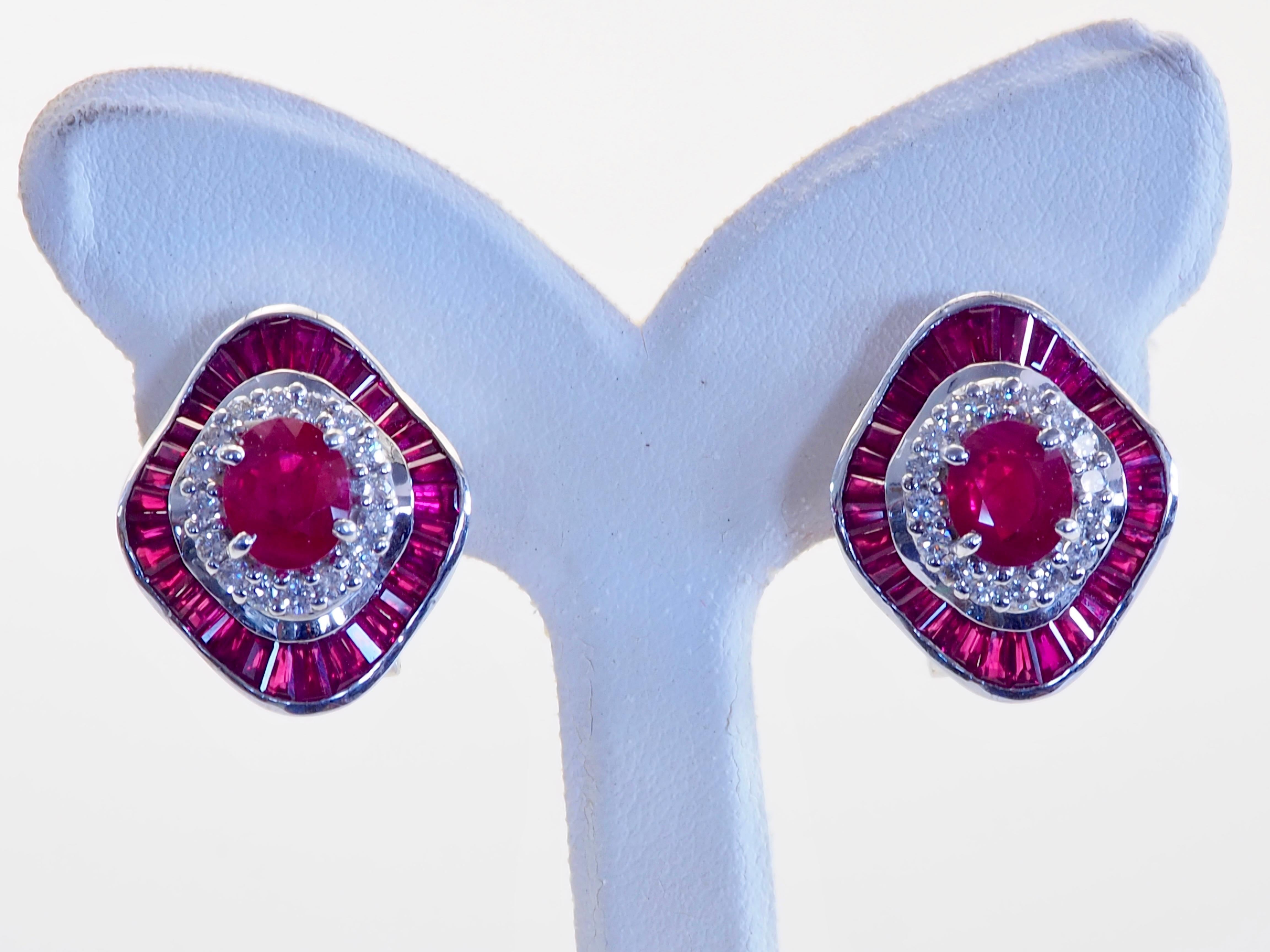 Pendientes de oro blanco de 18 quilates con rubí de 6,59 ct y diamantes de 0,60 ct