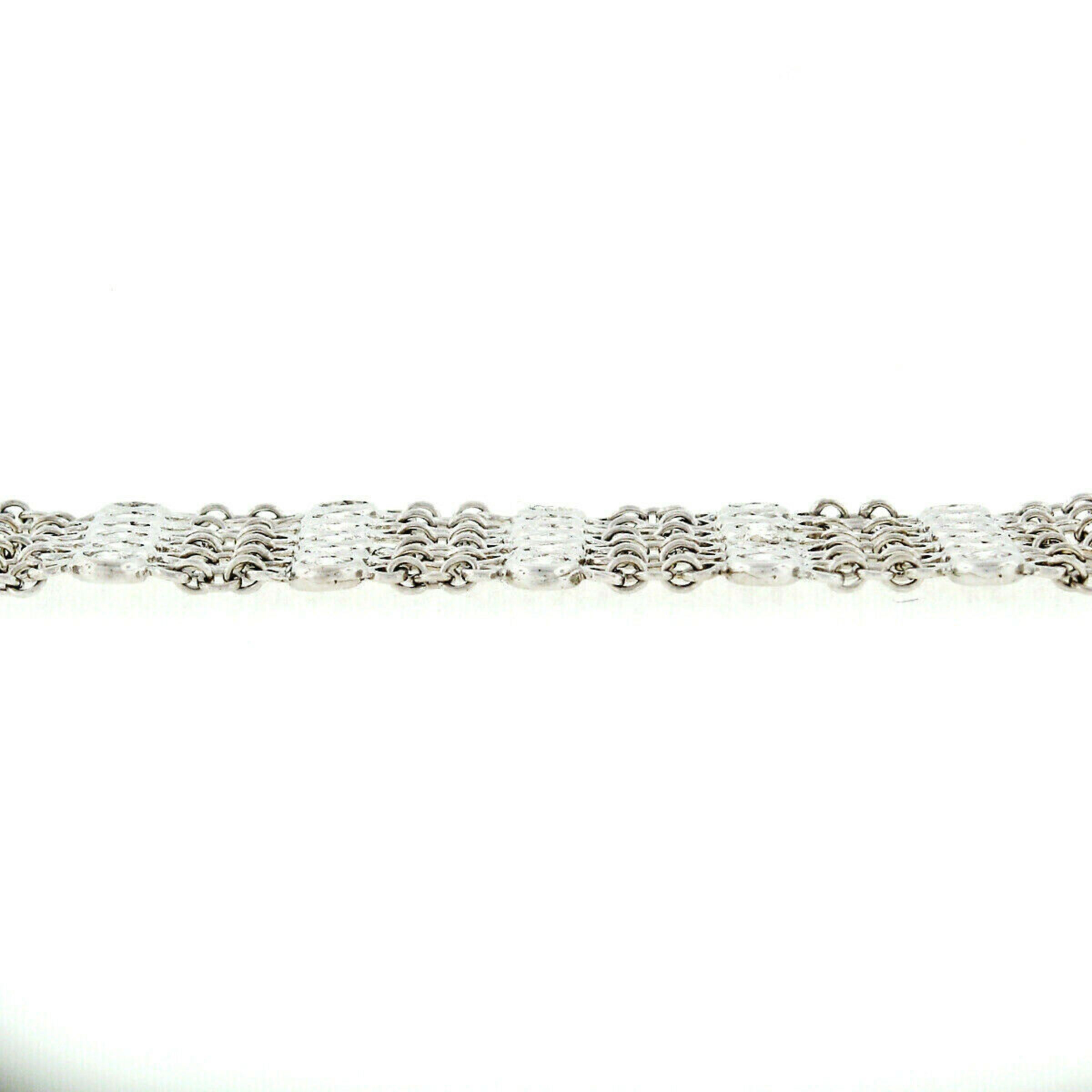 18k White Gold 6.65ct 6 Row Diamond by the Yard Wide Flexible Statement Bracelet In Good Condition For Sale In Montclair, NJ