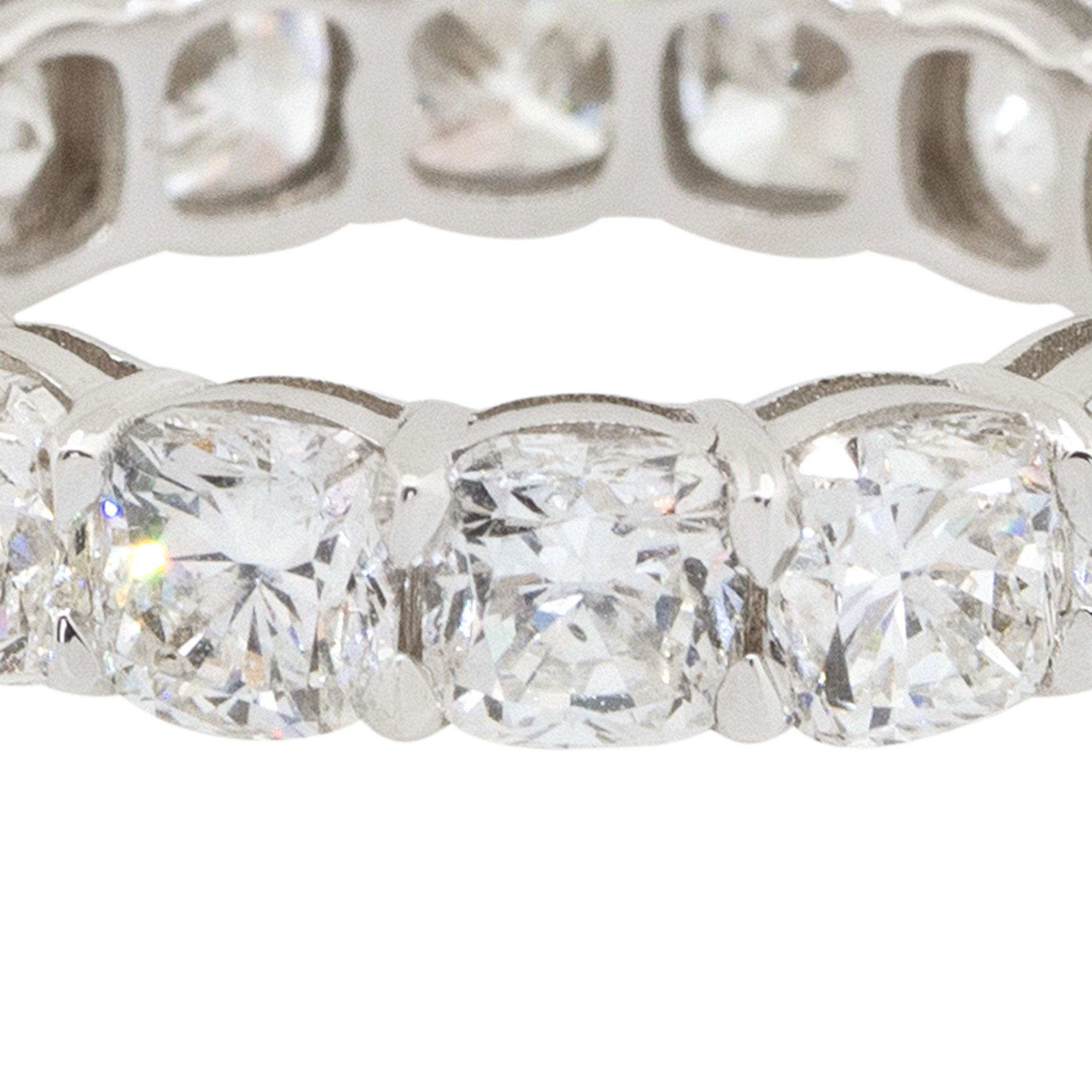 18k White Gold 6.71ctw Cushion Cut Diamond Eternity Band For Sale 1