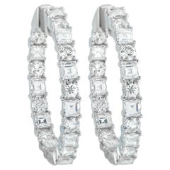 18K White Gold 6.75ct Diamond Inside-Out Hoop Earrings AER-20294-1