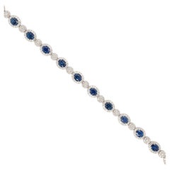 18k White Gold 6.7ct Oval Sapphire 1.83ct Natural Diamond Bracelet