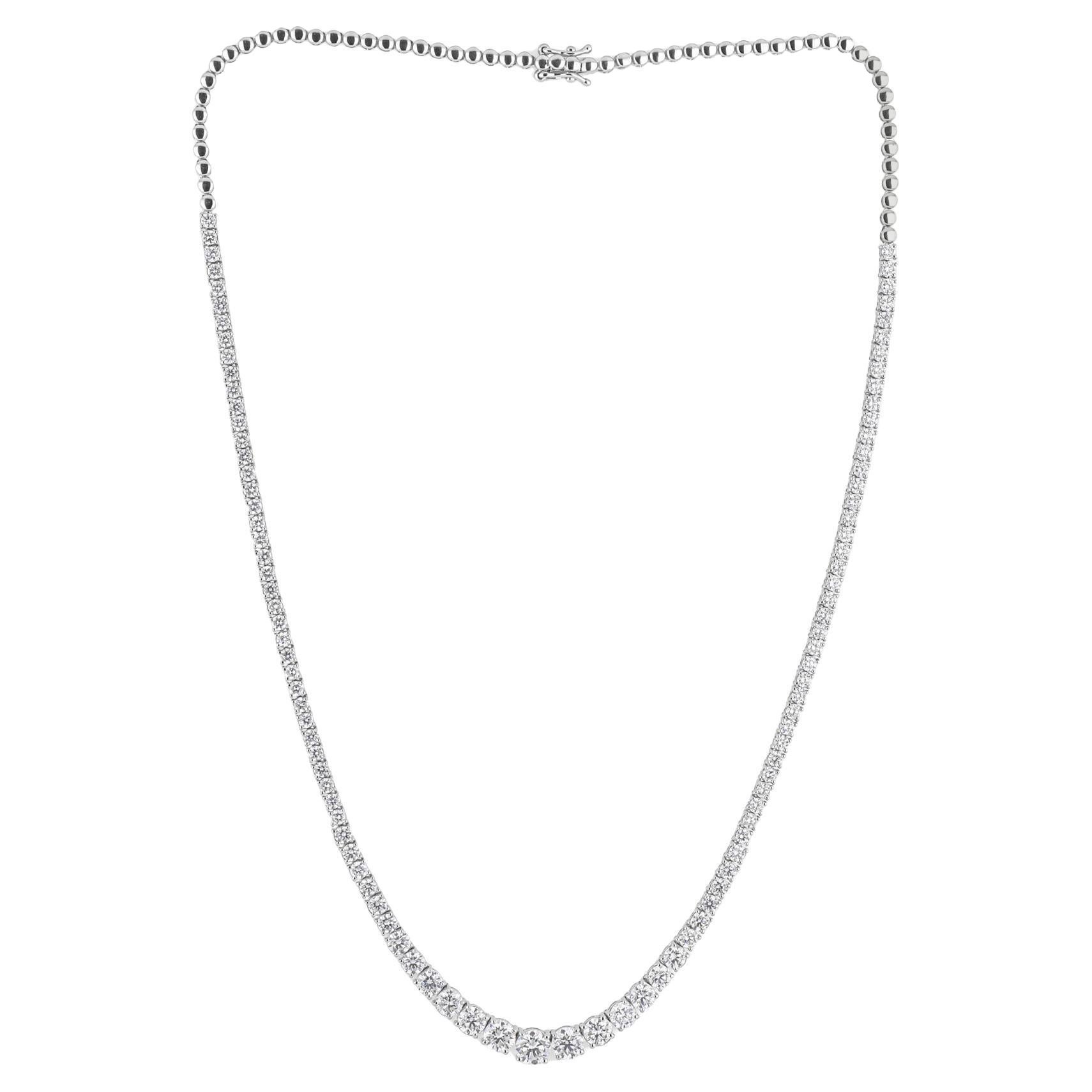 Collana Tennis con diamanti graduati in oro bianco 18k da 6,94 carati SI/H Gioielli di pregio