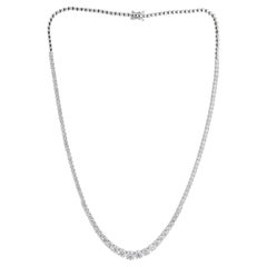 18K White Gold 6.94ct Natural Diamond Graduated Necklace, Birthday Gifts For Her